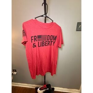 Rags of Honor Mens Freedom & Liberty Graphic TShirt Red Heather Medium Patriotic